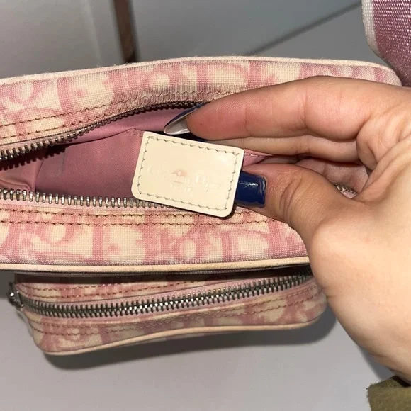 Christian Dior Vintage Y2K Trotter Monogram Pink/OffWhite Crossbody Shoulder Bag - Picture 9 of 16